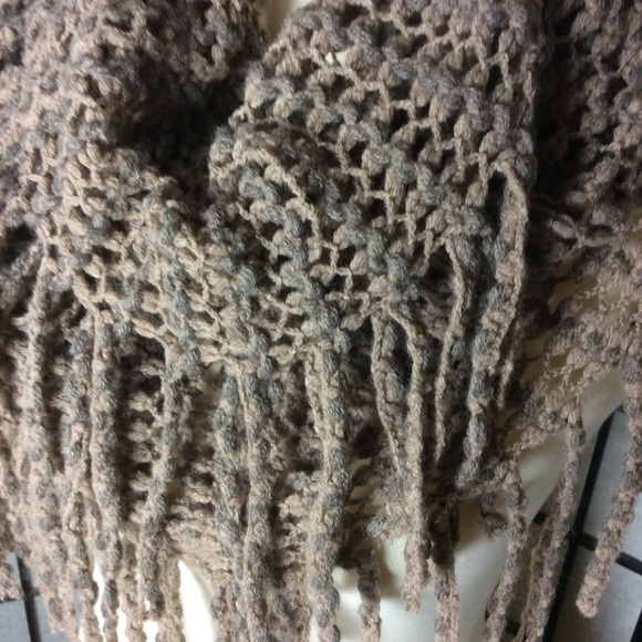 Fringed Taupe Infinity Scarf! - Picture 2 of 2